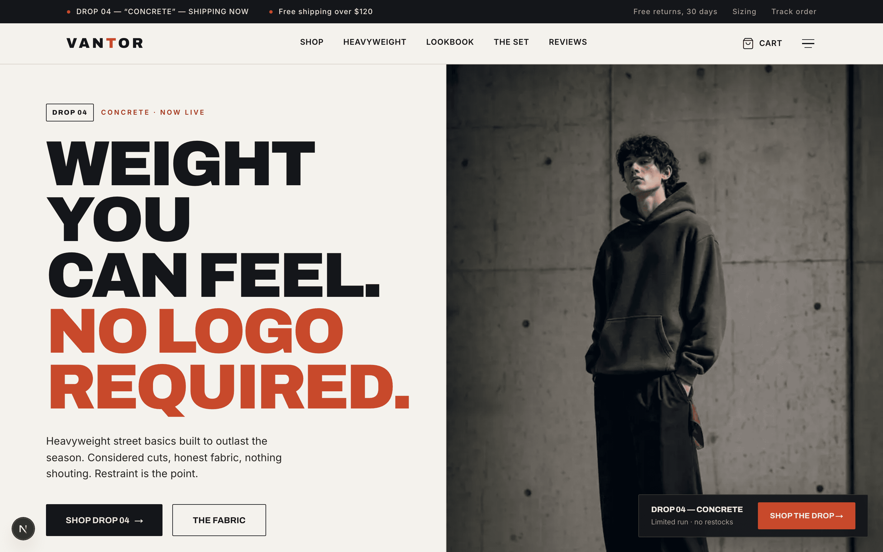 Vantor storefront — desktop