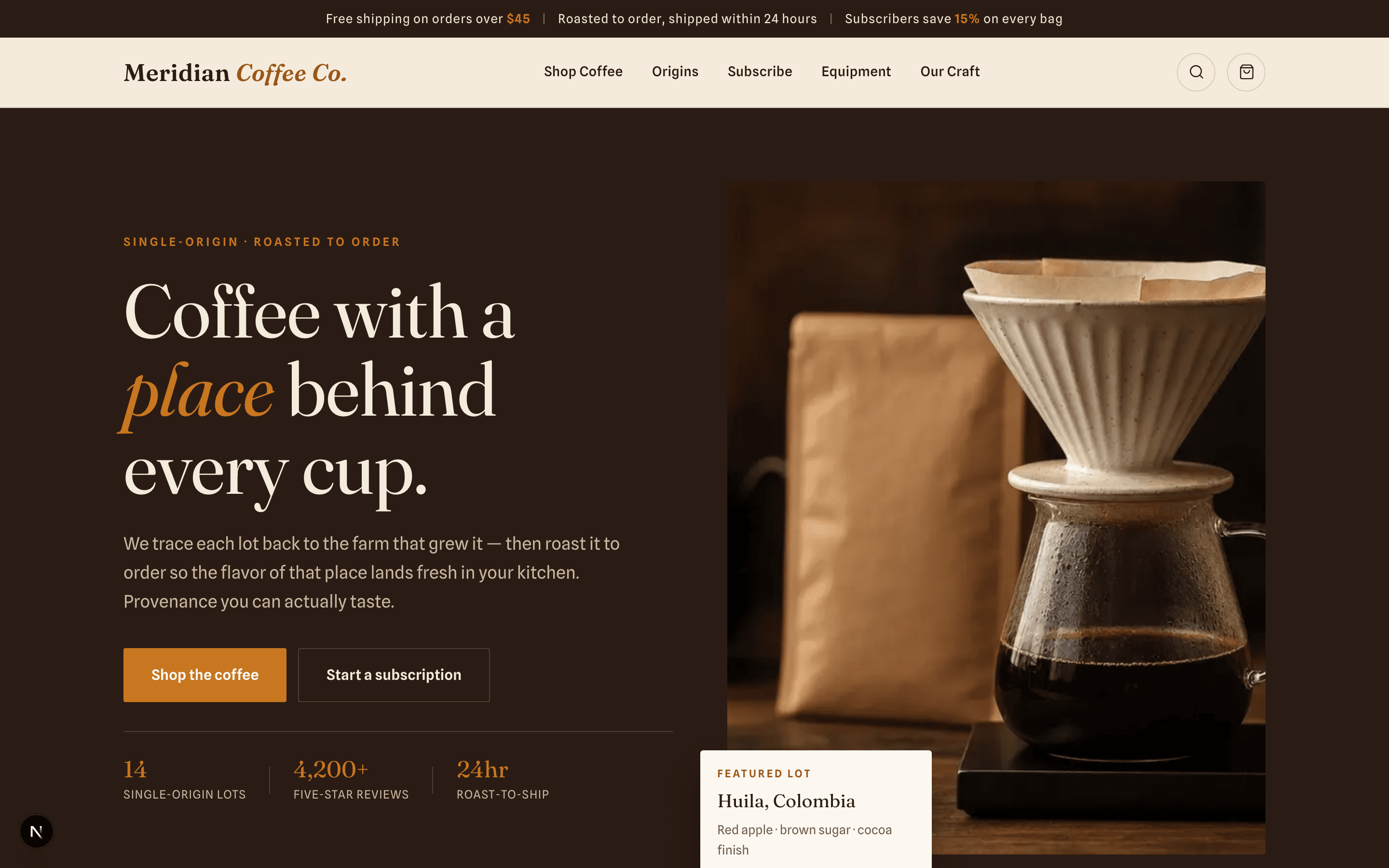 Meridian Coffee Co. storefront